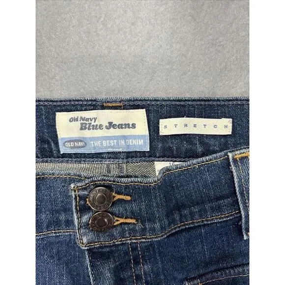 VTG OLD NAVY Jeans Womens 16 Stretch Flare Bootcut Flap Pockets Denim Faded Blue - Picture 4 of 15